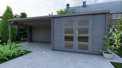 Log cabin with - with, porch