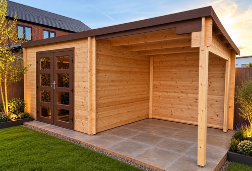 Log cabin with porch - with,